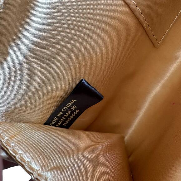 Kate Landry Evening Clutch Bag Metallic Gold Pleated Design Chain Strap - Picture 5 of 8